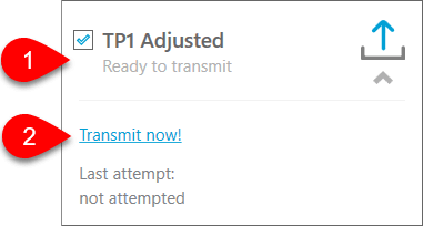 Screen capture showing the adjusted TP1 return as ready to transmit