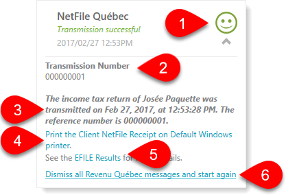Successful NetFile Québec transmission