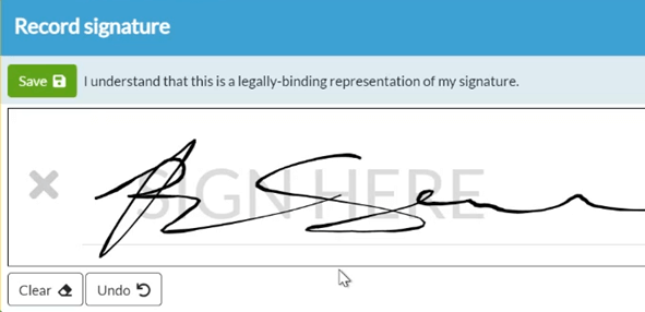 Screen Capture: Recording Signature in TaxFolder