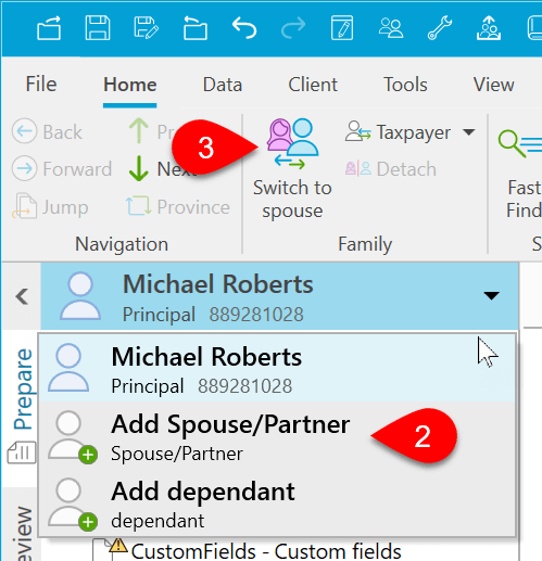 Screen Capture: Add Spouse or Partner