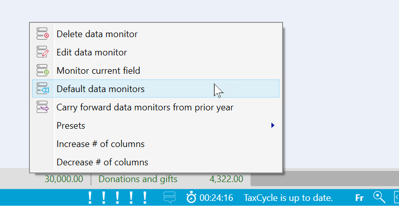 Screen Capture: Default Data Monitors