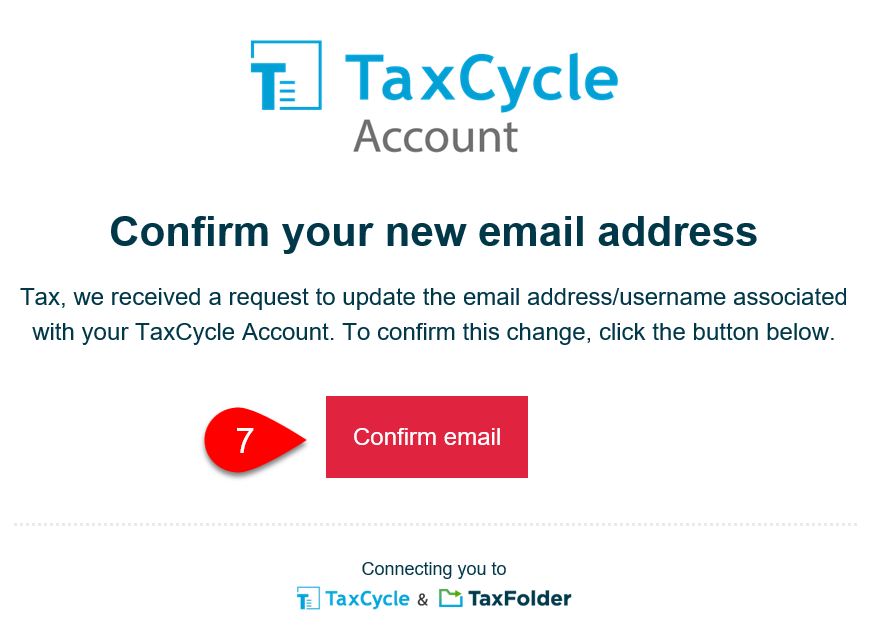 Screen Capture: Confirm Email Message