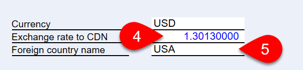 Screen Capture: Exchange Rate and Country Name