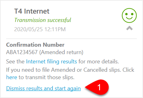 Screen Capture: T4 Internet Dismiss Results and Start Again
