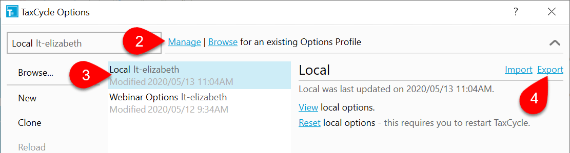 Screen Capture : How to Export an Options Profile