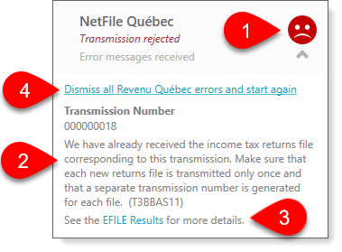 Rejected NetFile Québec error