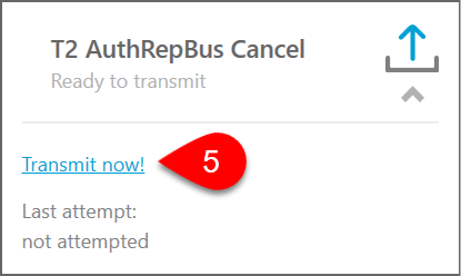 Screen Capture: Transmit T2 AuthRepBus Cancel