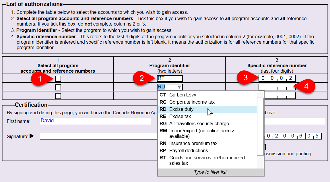 Screen Capture: Program Accounts on AuthRepBus