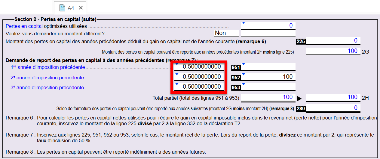 Capture d’écran : Section 2 de l'Annexe 4