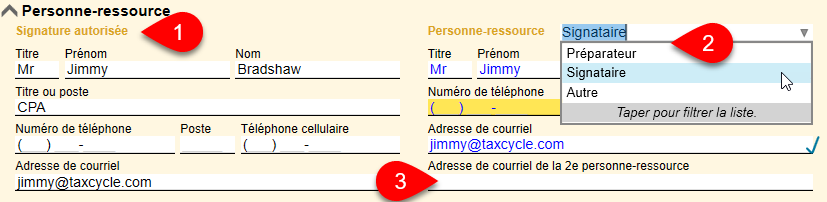 Capture d’écran : Choisir une personne-ressource sur la grille de calcul Info