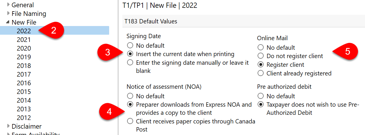 Screen Capture: New File Options