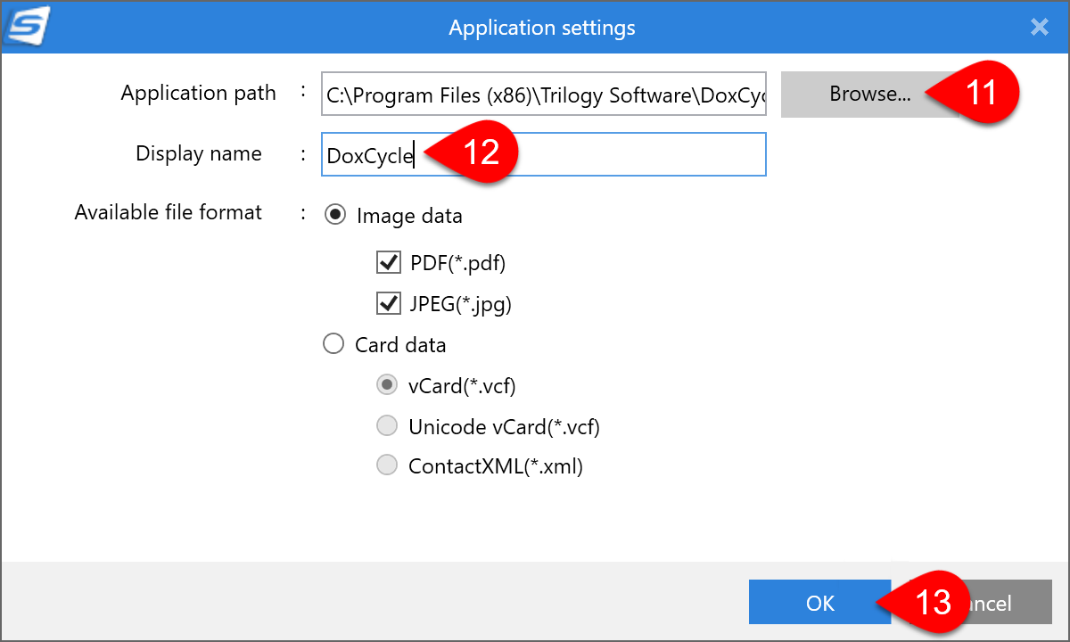 Screen Capture: Browse to the DoxCycle installation folder.