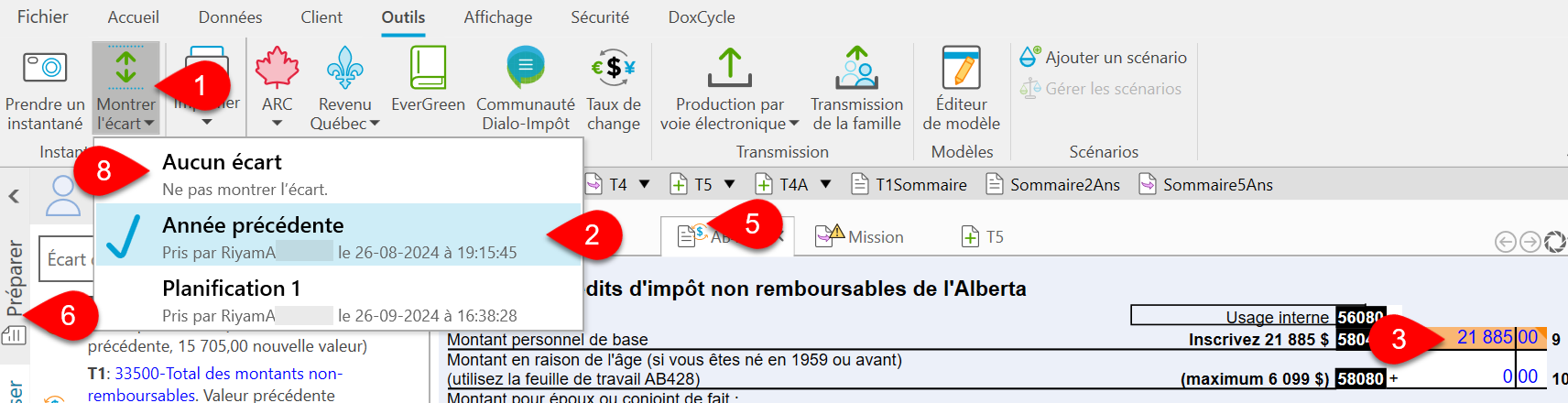 Capture d'écran : Montrer l'écart