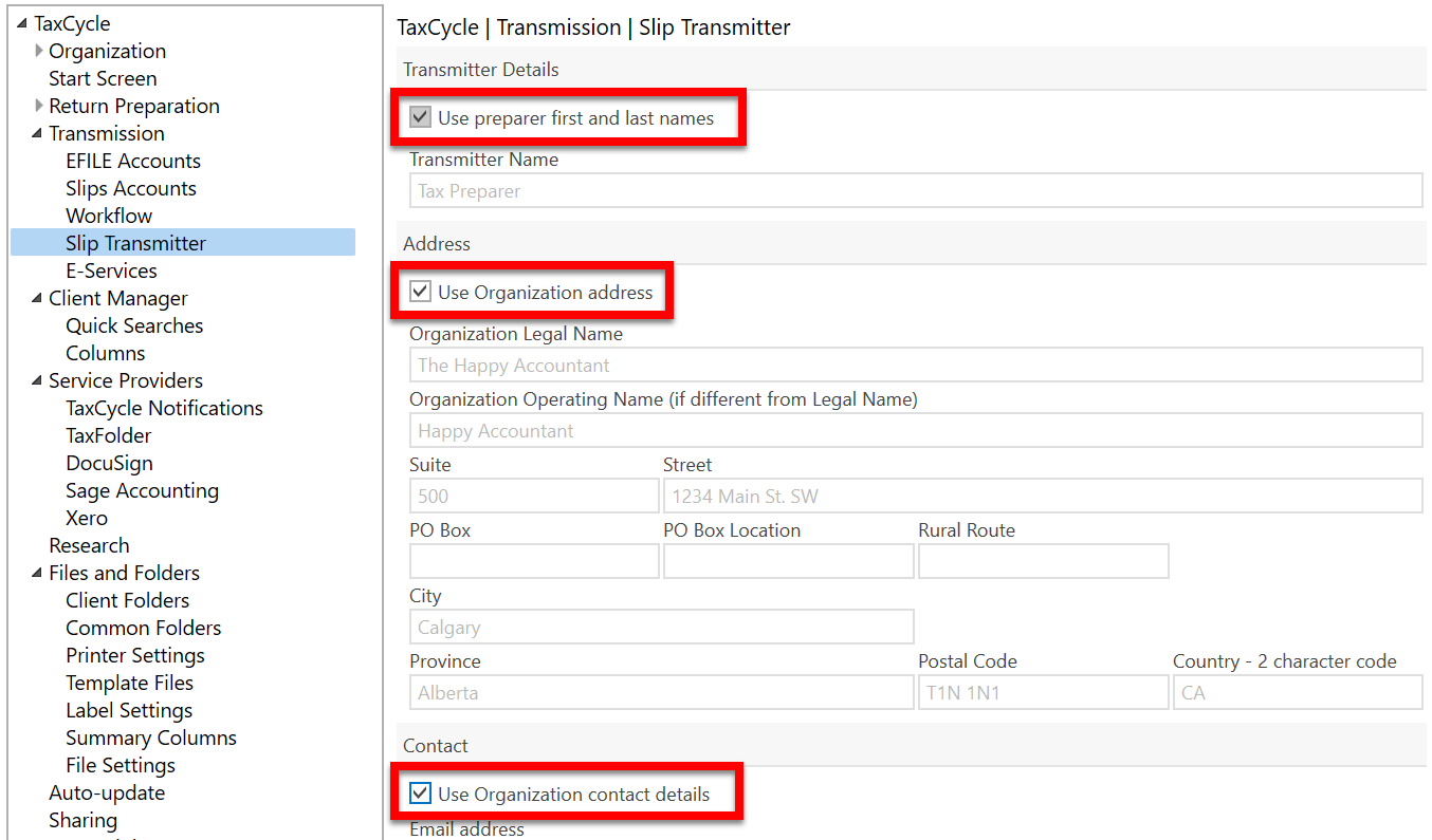 Screen Capture: Slip Transmitter options