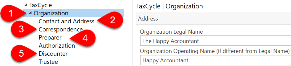 Screen Capture: Organization Options