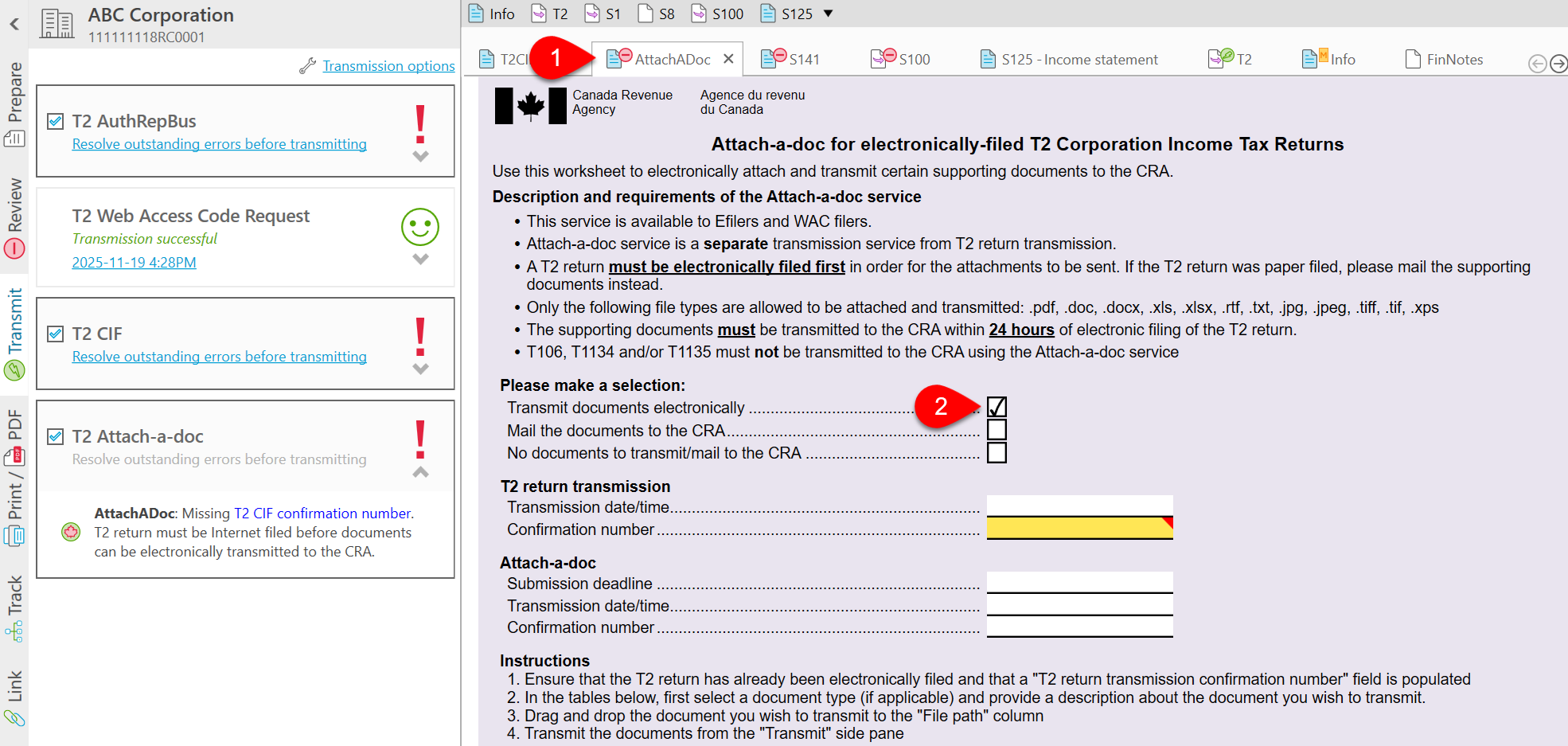 Screen Capture: AttachADoc worksheet