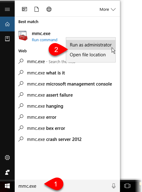 Run mmc.exe as administrator