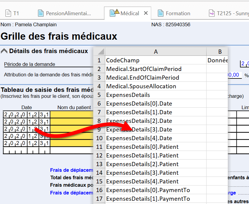 Screen Capture: Expandable Tables