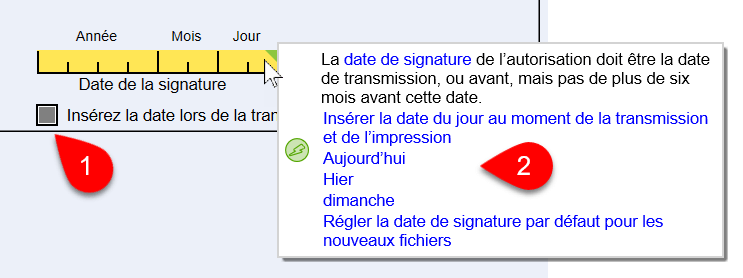 Capture d’écran : Entrez la date signature