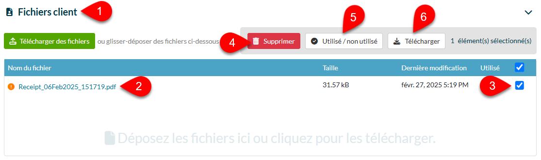 Capture d’écran : Afficher des fichiers client dans TaxFolder