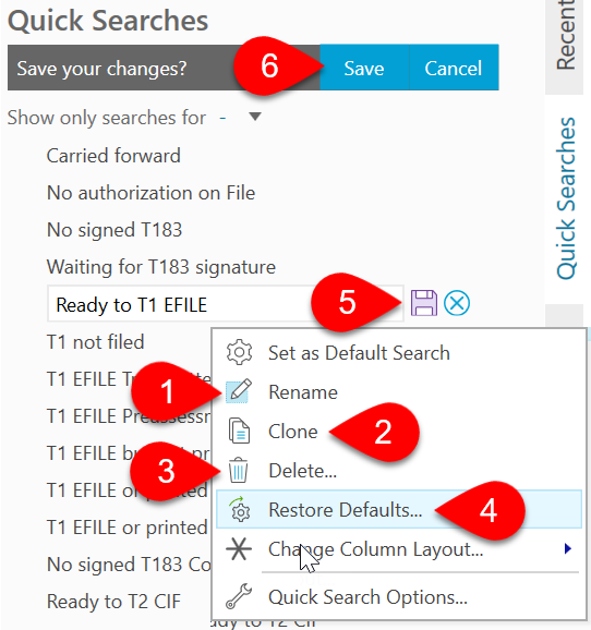 Screen Capture: Modify an existing search