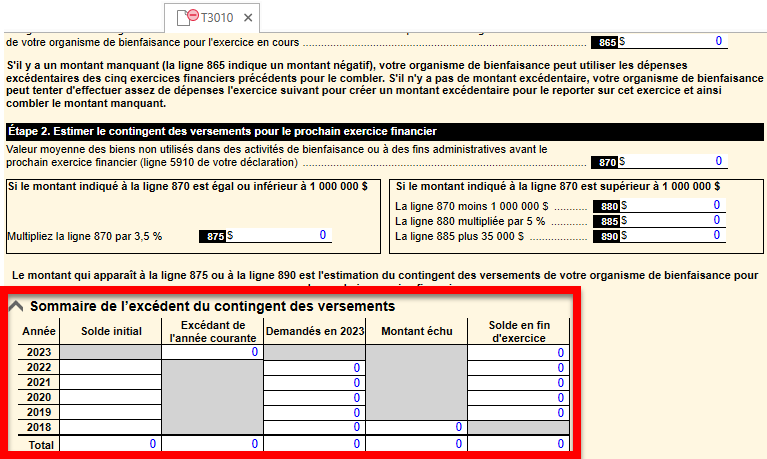 Screen Capture: New table on the T3010