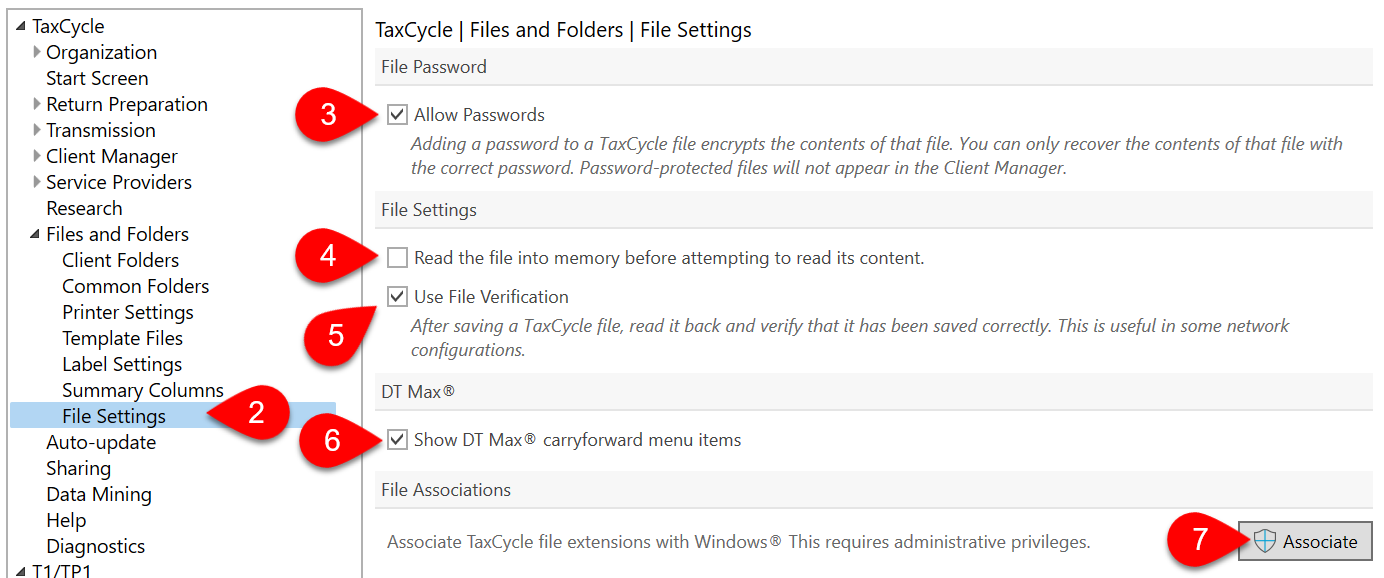 Screen Capture: File Settings