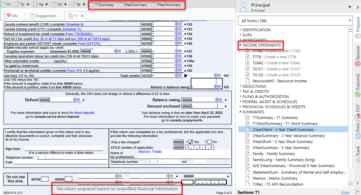 Disclaimer Options TaxCycle