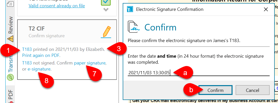 Screen Capture: Confirm Signature