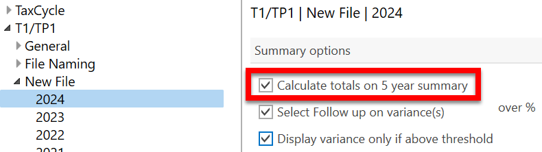 Screen Capture: New check box in Summary options