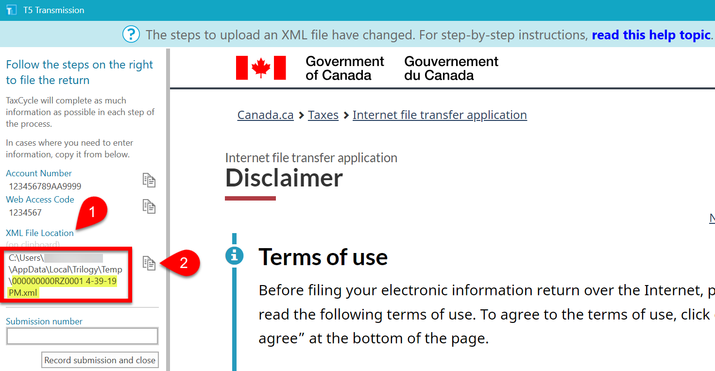 Screen Capture: XML File Location