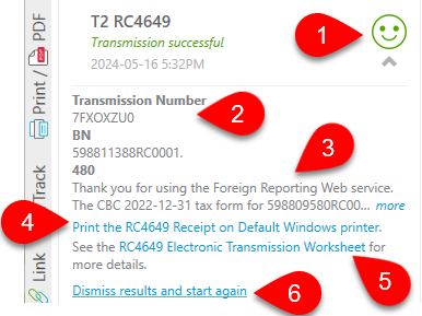 Screen Capture: Successful RC4649 transmission