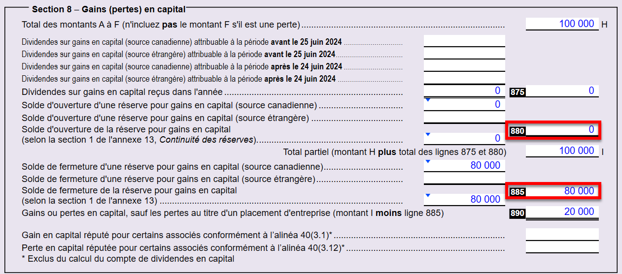 Capture d'écran : Section 8 de l'annexe 6