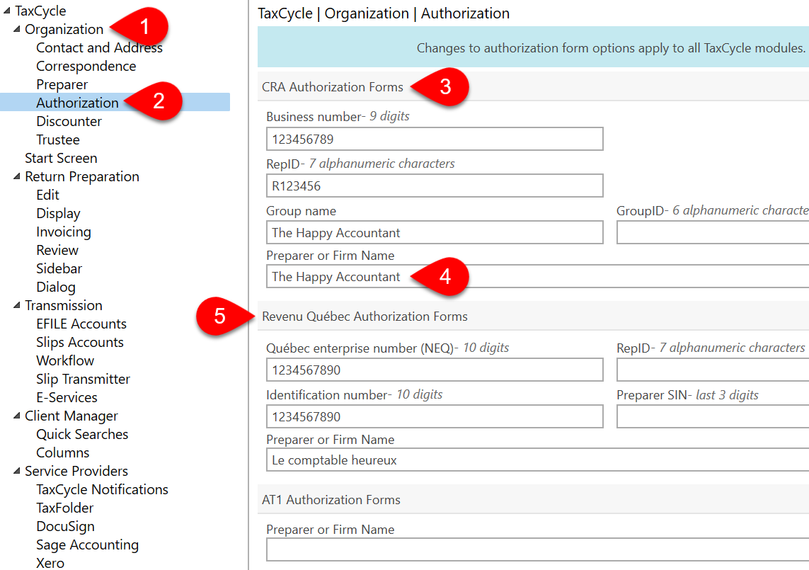 Screen Capture: Authorization Options