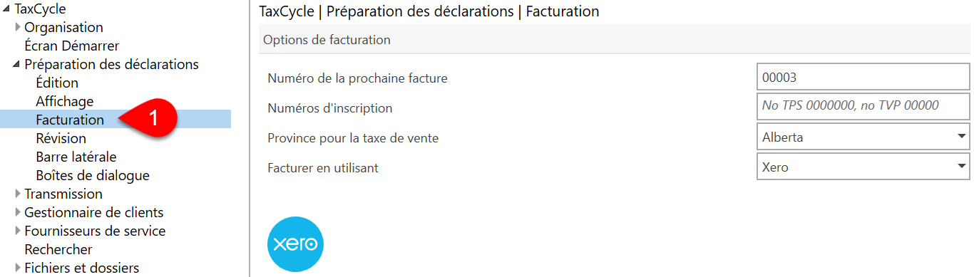 Capture d'écran: Facturation