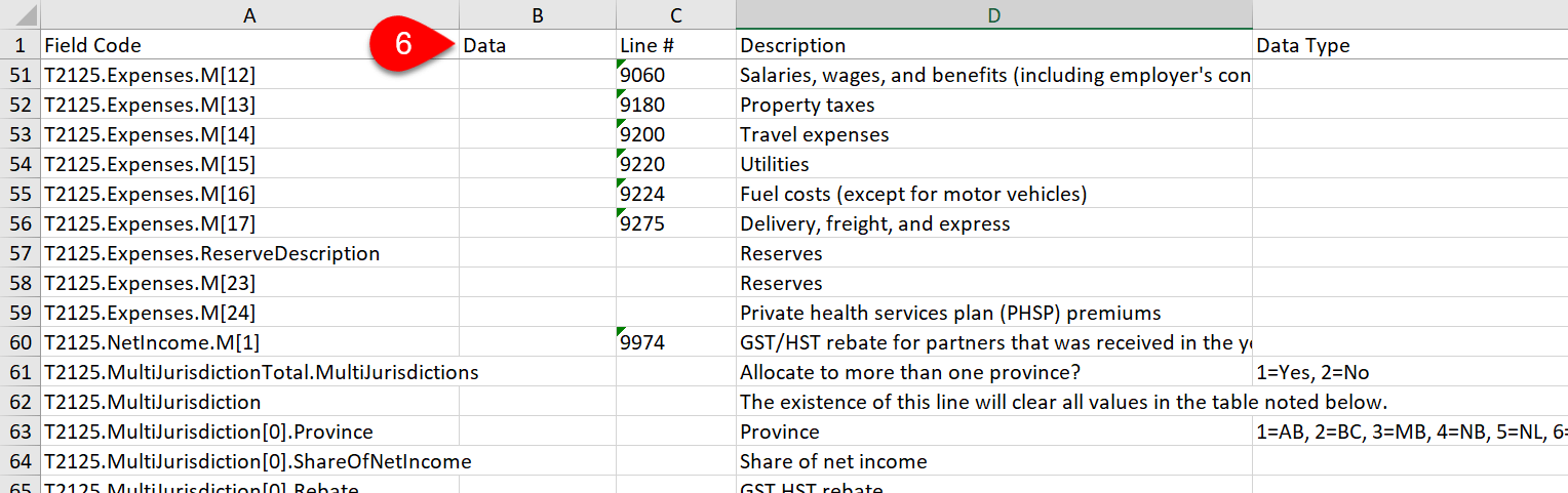 Screen Capture: Excel Columns