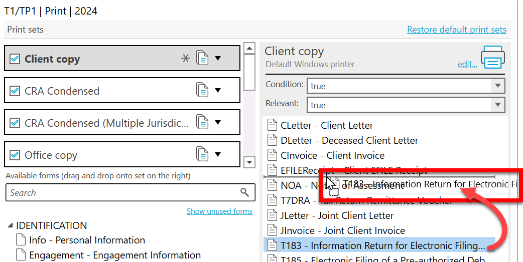 Screen Capture: Drag and drop to change order of forms