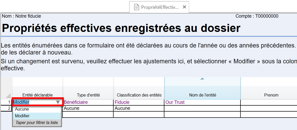 Capture d'écran : Modifier