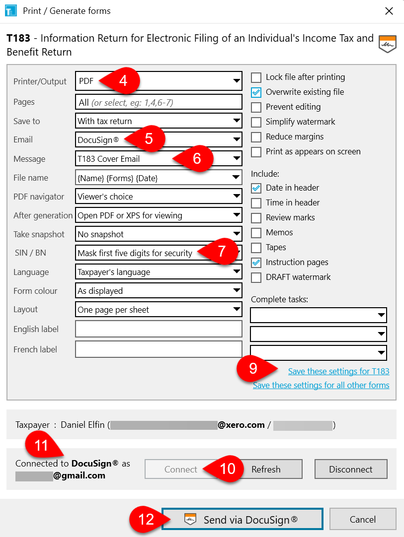 Screen Capture: Print / Generate Forms