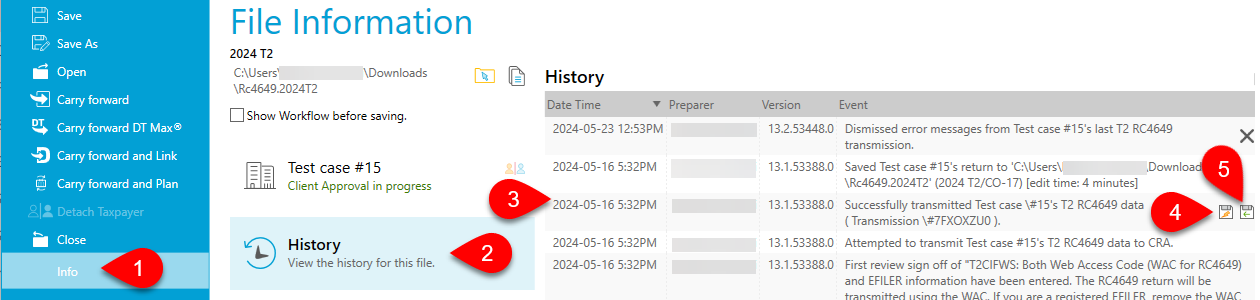 Screen Capture: RC4649 transmission history