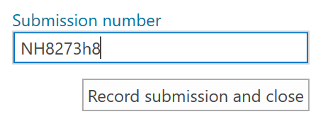 Screen Capture: Submission number field