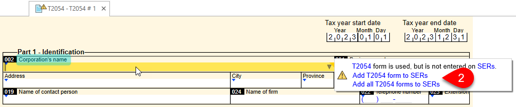 Screen Capture: Add form to SERs worksheet