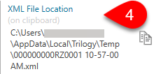 Screen Capture: XML File Location