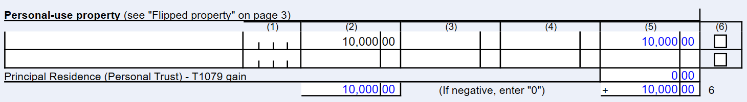 Screen Capture: Personal-use property table on the T3SCH1