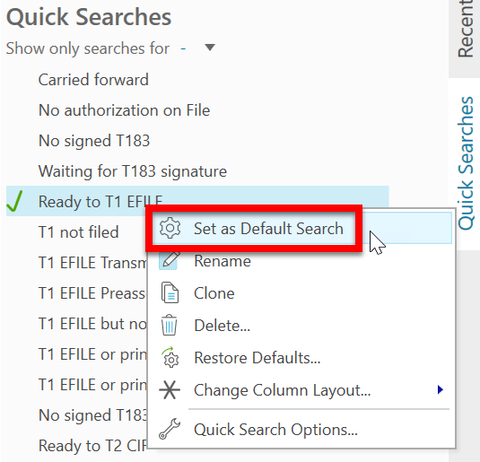 Screen Capture: Set as Default Search