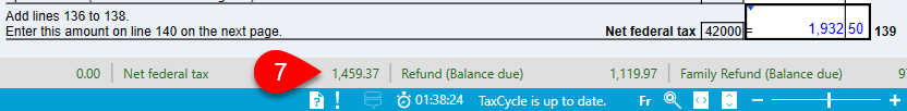 Screen Capture: Spouse's net federal tax amount